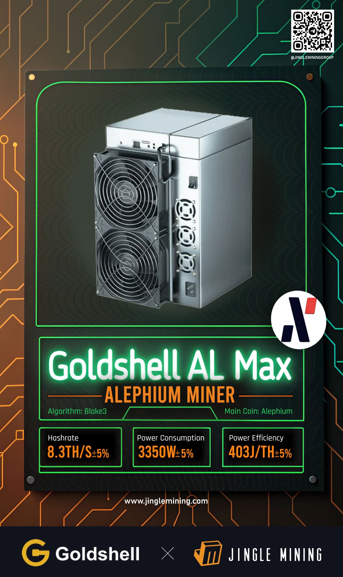 Goldshell AL MAX Alephium Miner 8.3TH/s