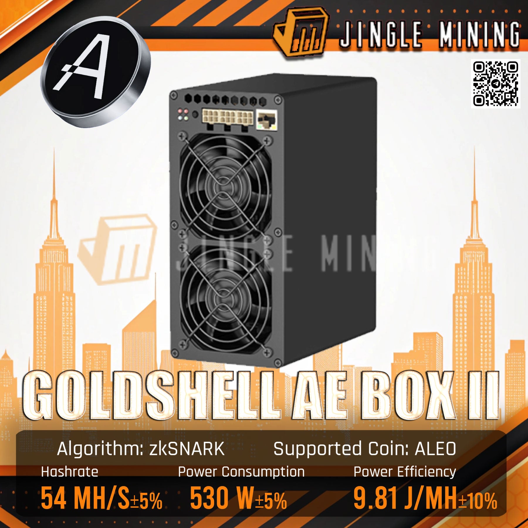 【New】Goldshell AE BOX II 54MH 530W ALEO Miner