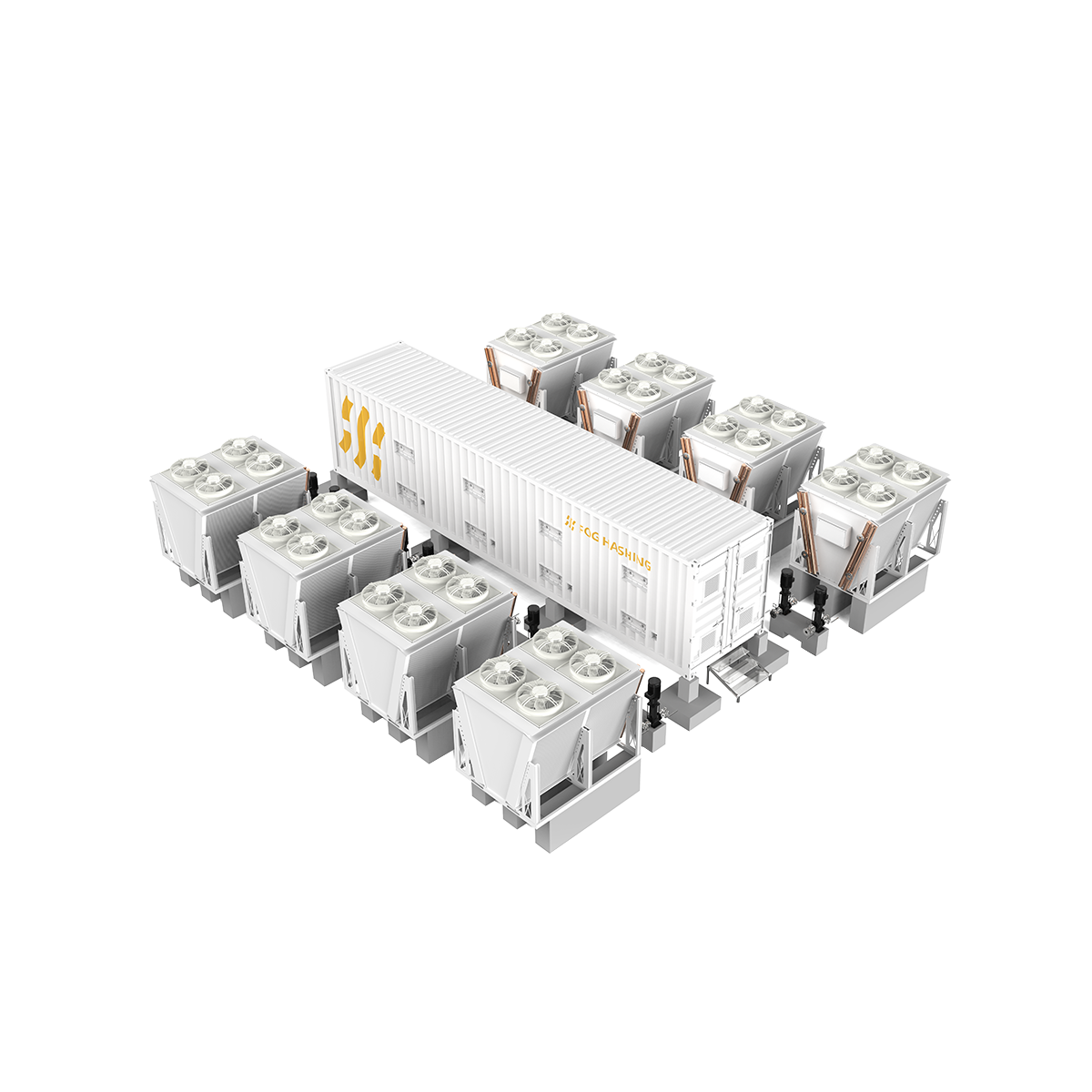 Immersion Cooling Container BC40 MEGA Support Up to 384 AntMiner S19 XP or 480 WhatsMiner M60 M50 Support customization