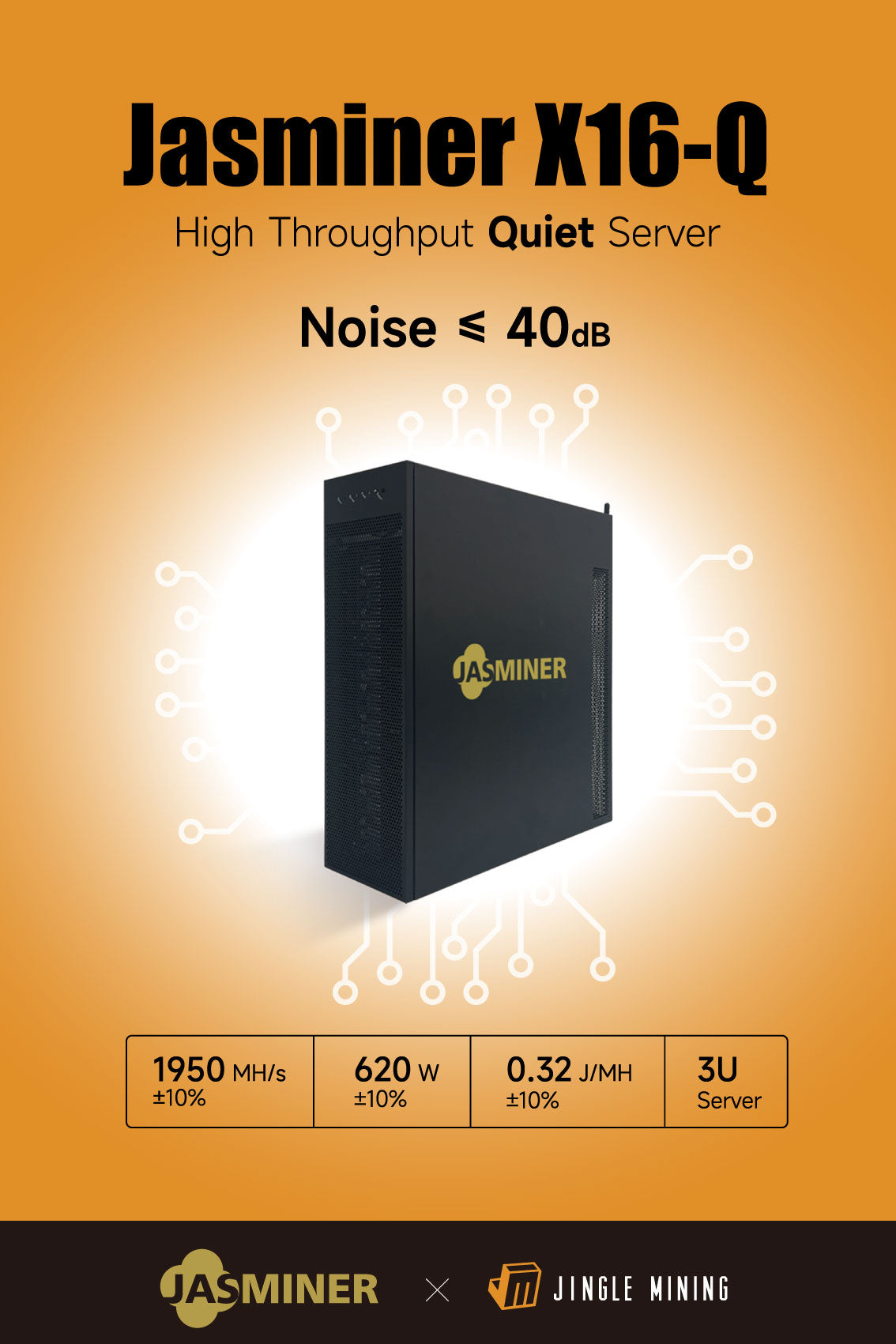 <tc><!-- x-tinymce/html -->ジャスミナー JASMINER X16-Q High throughput 3U quiet server Wi-Fi (1950MH)</tc>